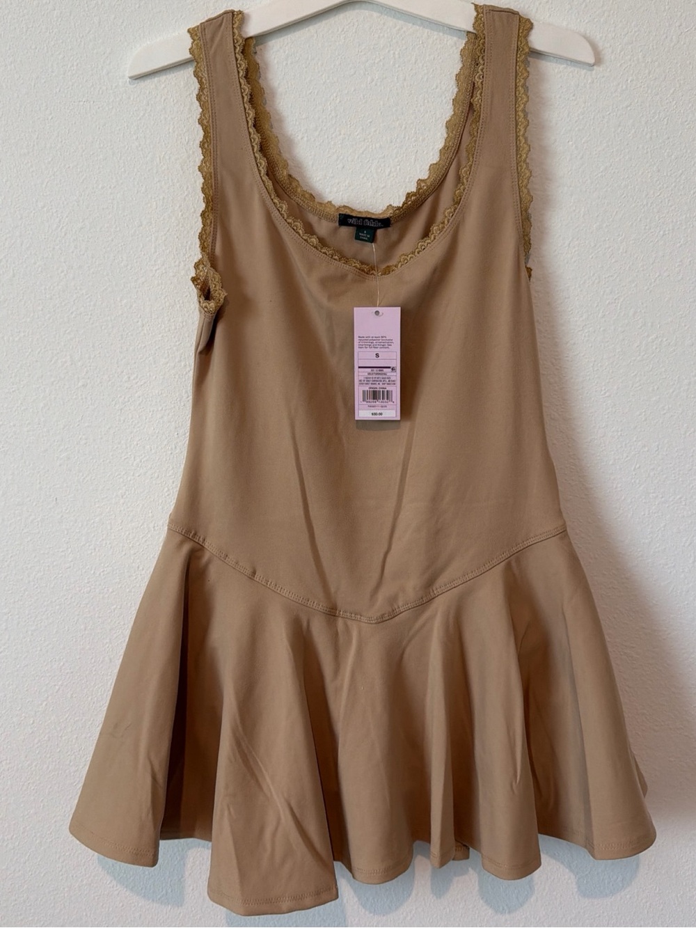 wild fable tan mini dress with scalloped trim